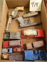 3 Cap Guns & Misc. Tootsie Toy Cars