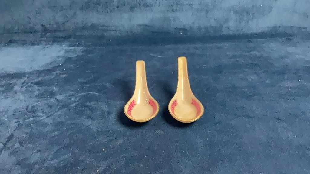 Two Porcelain Soup Spoons