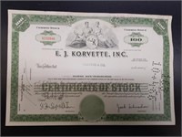 EJ korvette stock certificate