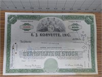 EJ korvette stock certificate