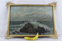 Orig. "Ocean Spray" Framed Painting On Wood