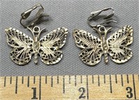 Vintage Matching Sterling Butterfly Earrings See