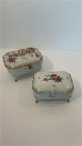 Vintage Porcelain Vanity Set Footed Rose