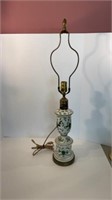 Vintage Porcelain Jade Colored Floral Lamp