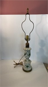 Vintage Porcelain Jade Colored Floral Lamp