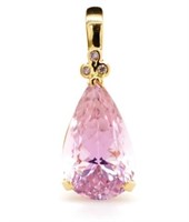 Kunzite and 18ct yellow gold enhancer pendant