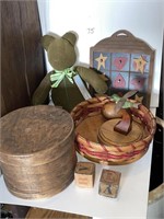 Wooden Furkin and other items
