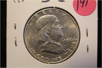 1950 Uncirculated Franklin Silver Half Dollar