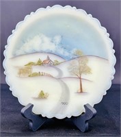 Fenton Custard Plate Winter Church Scene Princess