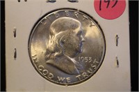 1953-S Uncirculated Franklin Silver Half Dollar
