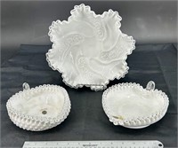 Fenton Milk Glass Silvercrest Nappys & Paisley