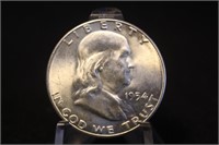 1954-S Uncirculated Franklin Silver Half Dollar