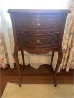 20th C. French Carved Inlaid Night Stand