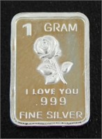 1 gram Silver Ingot - Rose, .999 Fine Silver