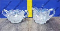 Carnival Glass Cream and Pitcher