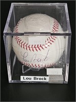 Autographed Lou Brock Baseball w/ COA, PSA Graded