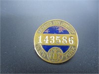 New York Chauffeur Badge 1921 - 1" X 1"