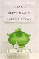 WESTMORELAND GREEN SATIN CANDY DISH