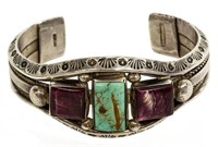 SOUTHWESTERN STERLING & TURQUOISE CUFF, E. FRANCES
