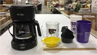 Kitchen lot w/ Mr Coffee 5 Cup mini machine