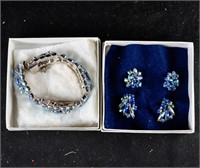 SHERMAN EARRINGS & RHINESTONE BRACELET