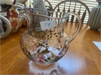 PAINTED GLASS PITCHER