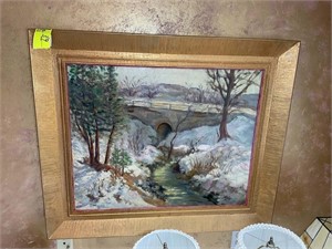 Appears to be oil on canvas framed painting, 38 in