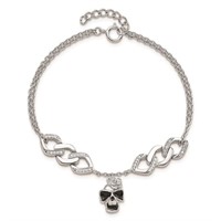 Sterling Silver Enamel Skull Flower Bracelet