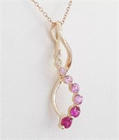 .50 Ct Multi Sapphire Pendant Necklace 14 Kt