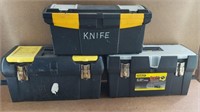 3 Plastic Tool Boxes