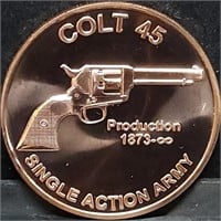 1oz Copper Bullion Colt 45 Round BU