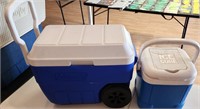 2 Coolers Coleman on wheels & Igloo