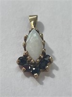 375 ( 9 Kt ) Gold Opal & Blue Sapphire Pendant