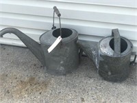 (2) Early Galvanized Sprinkling Cans