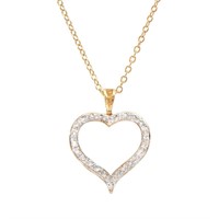 Plated 18KT Yellow Gold Diamond Heart Pendant with