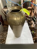 BRASS COLORED VASE 18 IN TALL 9 IN DIAMETER