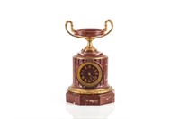 FRENCH RED MARBLE MANTLE CLOCK