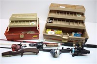 2-Tackle Boxes, Spincasting Reel & 3-Fishing Rods