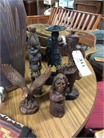 CRATE OF WOOD CARVED FIGURINES