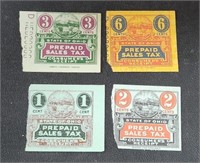 Lot of 4 Ohio Prepaid sales tax stamps