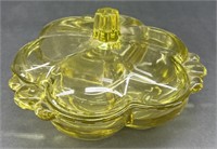 (X) CANTERBURY 3 Part Candy Dish and Lid, Yellow.