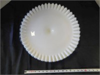 glass milk white clear trim cake display plate