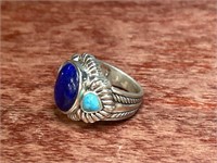 Sterling .925 Silver Lapis Turquoise Ring Size 8