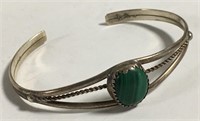American Indian Malachite & Sterling Cuff Bracelet