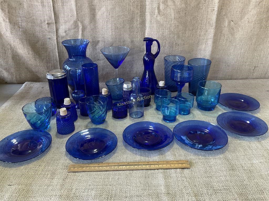 Assorted Blue Glassware: Some Believed to be