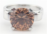 Sterling Round Cut Smoky Quartz Solitaire Ring