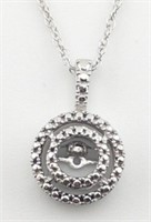 New Sterling Silver Floating Diamond Pendant