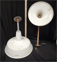 Antique White Enamel Yard/ Barn Light Fixtures