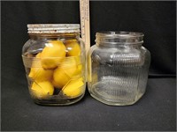 (2) Large Jars: (1) Anchor Hocking Jar #5498