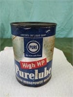 Vintage paper can of High HP Purelube motor oil.